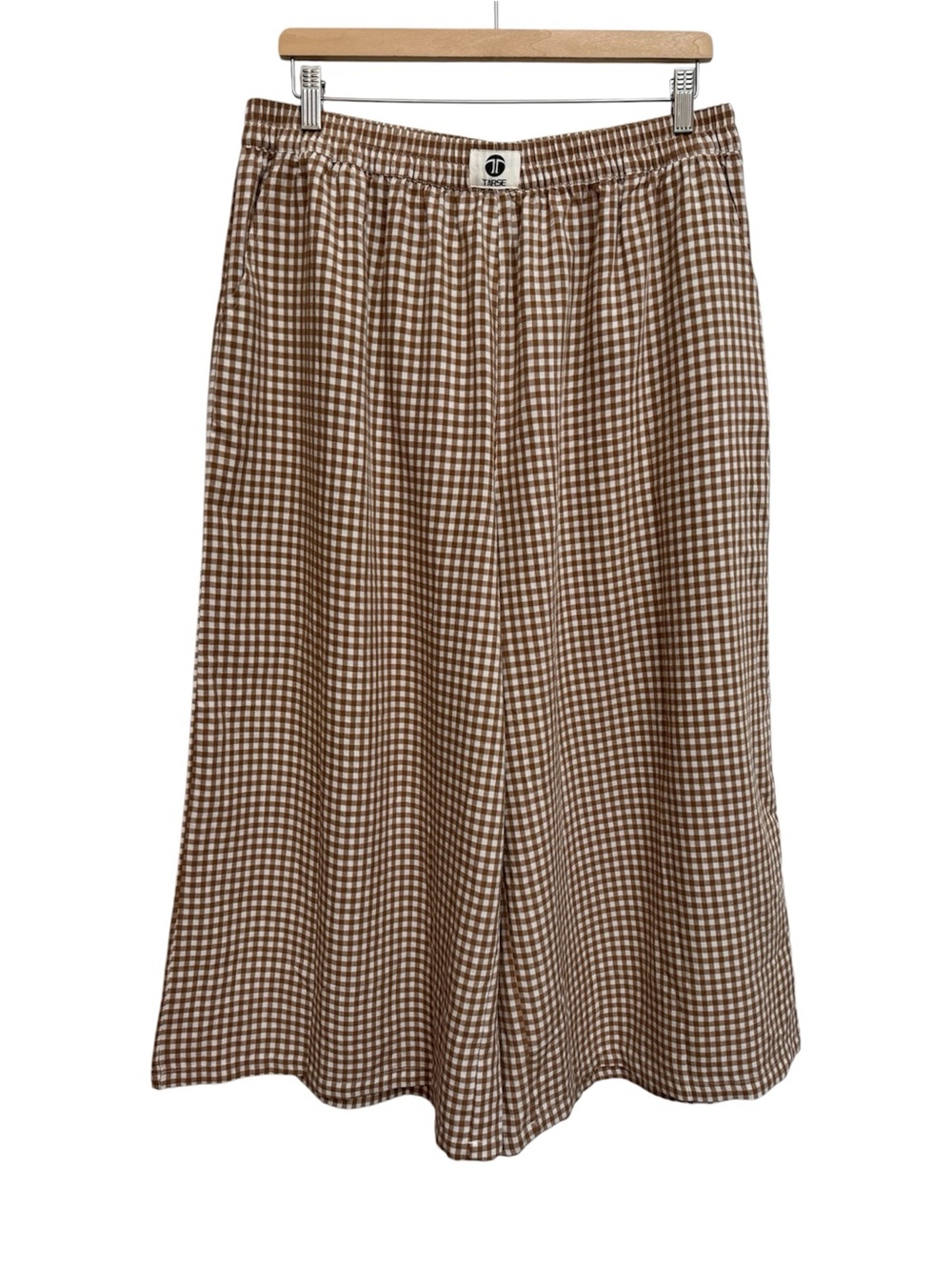 Tarse Gingham Check Wide Leg Crop Pants Women XL NWT Summer Picnic Beach Vacay